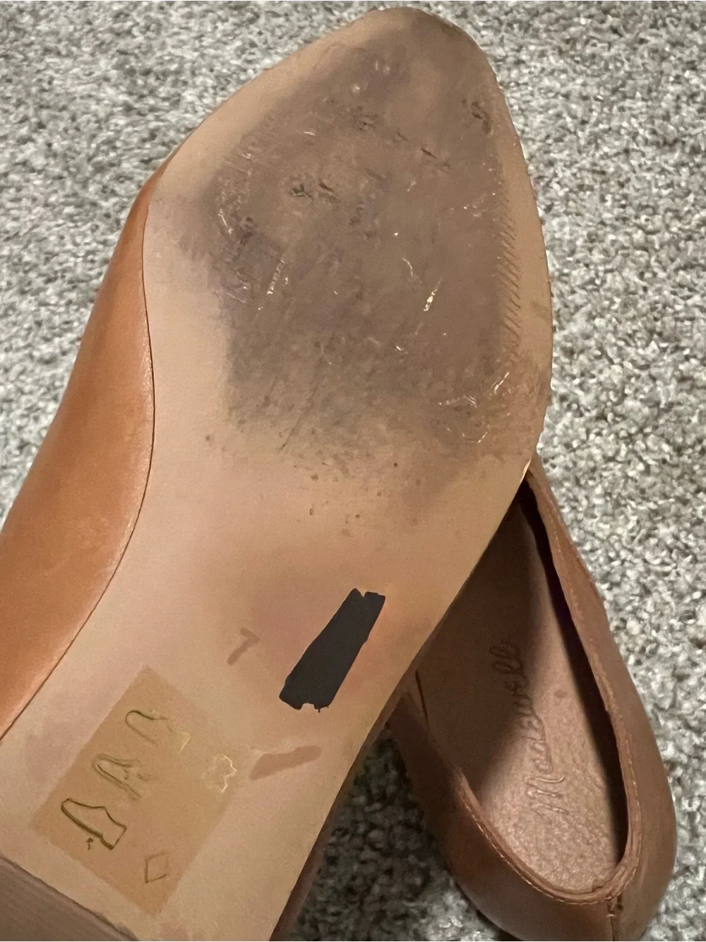 Madewell Cognac Brown Leather Pointed Slip-On Loafers Size 7